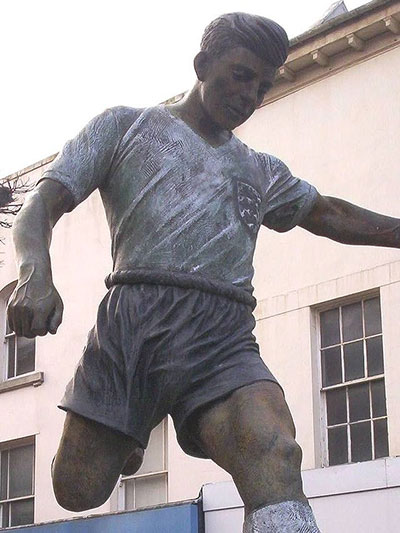 A statue of Duncan Edwards, who died at the age of 21 in the Munich air disaster