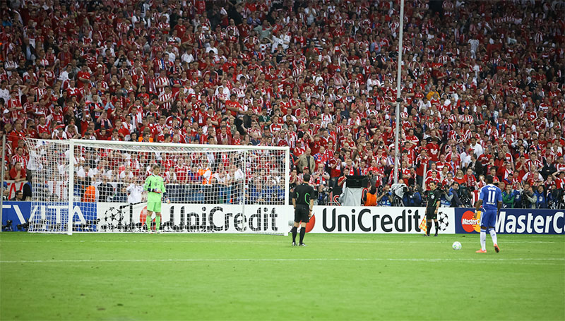 Most knockout competitions use a penalty shoot-out to decide the winner if a match ends as a draw