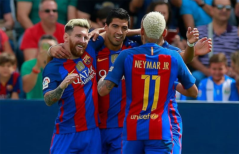 Lionel Messi, Luis Suárez and Neymar, dubbed MSN