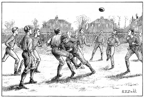 Old Etonians v Blackburn Rovers match. Illustration by S.T. Dadd, 1882