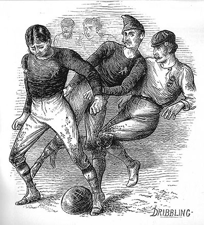 Drawing of the first international game by artist William Ralston
