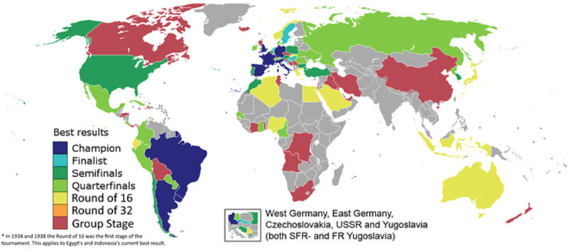 Map of countries' best results