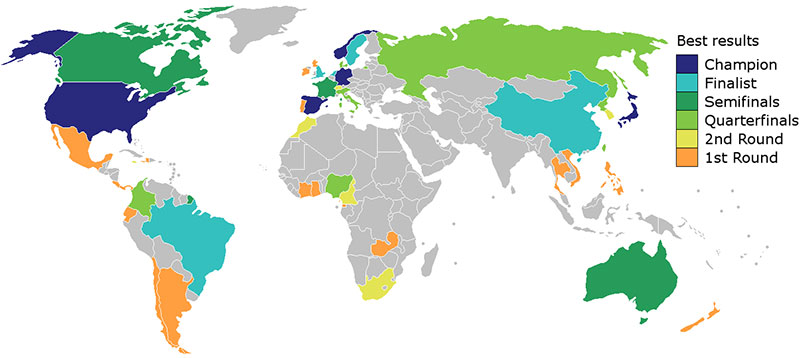 Map of countries' best results