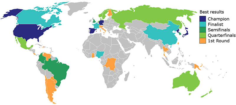 Map of countries' best results