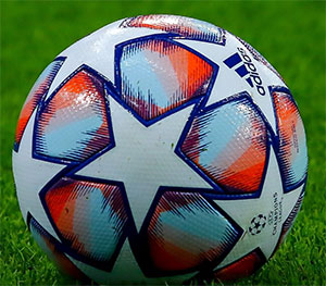 The 'starball' logo is incorporated into the design of the competition's official match ball, the Adidas Finale.