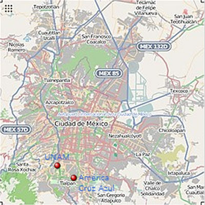 Location of the 2022–23 Liga MX teams in Greater Mexico City