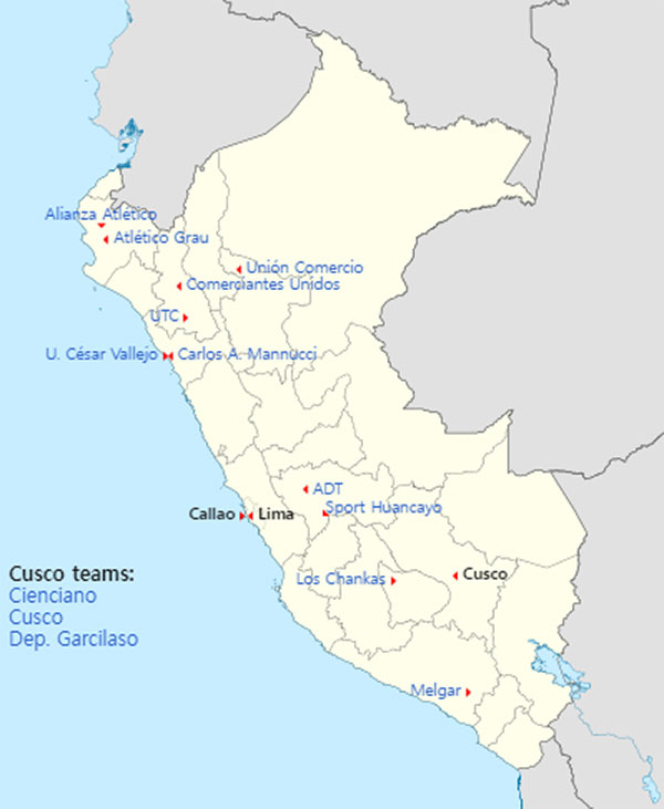 Locations of the 2024 Liga 1 teams