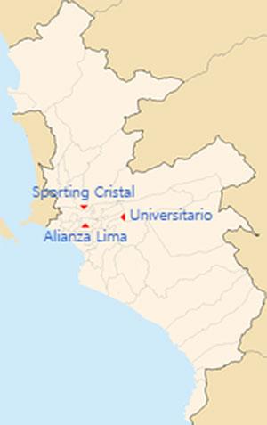Locations of the 2024 Liga 1 teams – Lima.